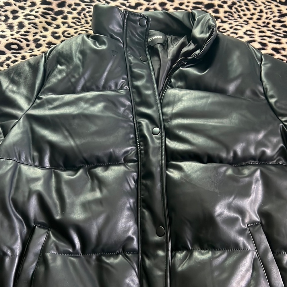 Fashion Nova Faux Bomber Black Puffer